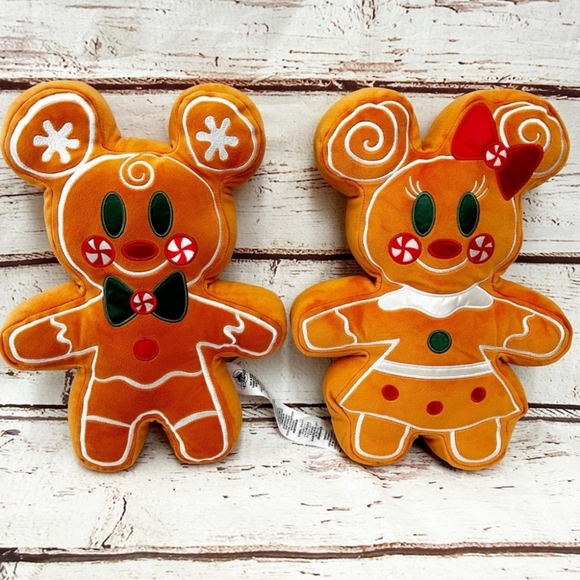 DISNEY Christmas Mickey & Minnie Gingerbread Cookie Scented Plush Set - Picture 1 of 6
